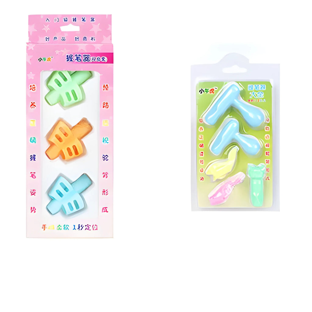 Cartoon children ergonomic pen holder made from soft rubber for correct writing posture