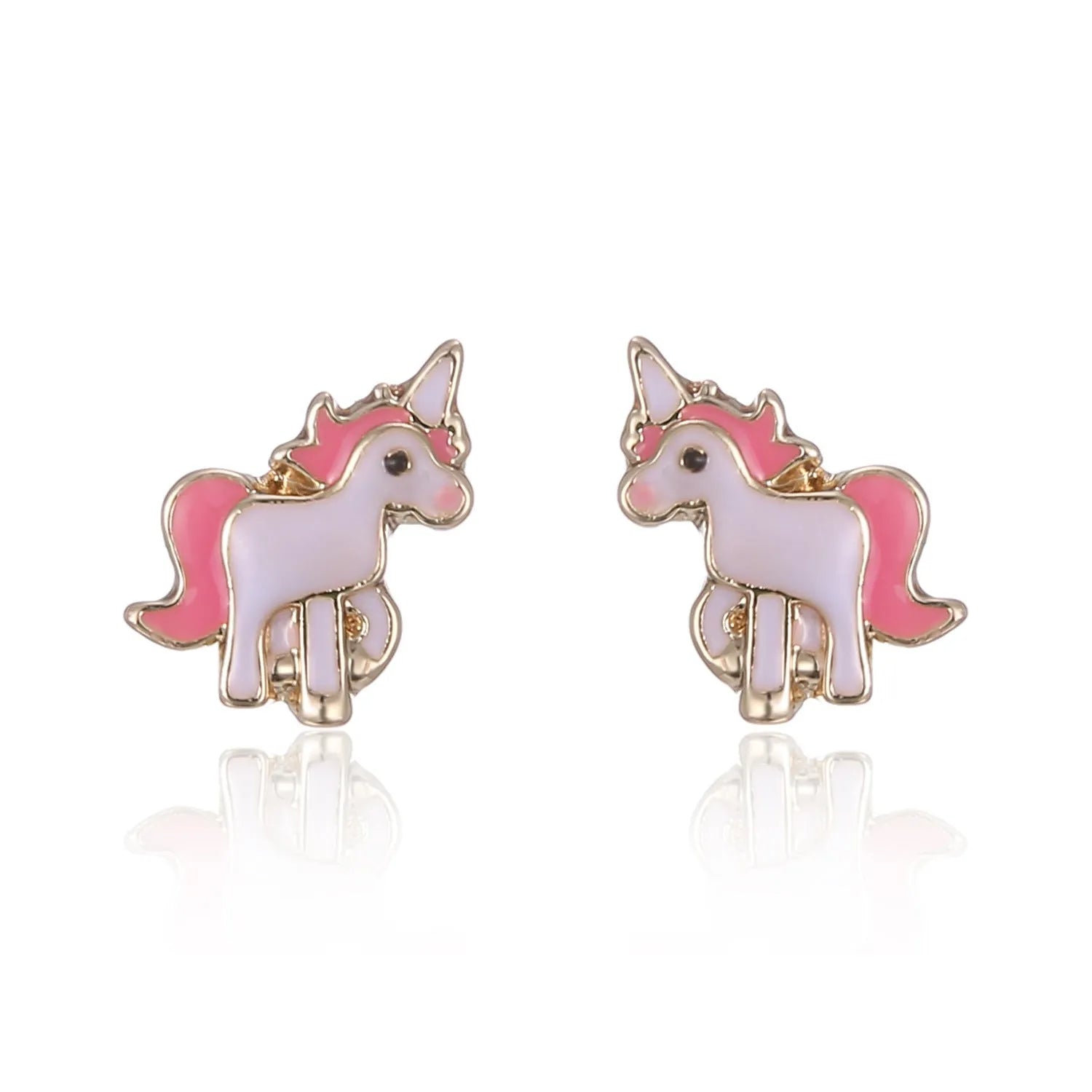 Oil painting pony pendant in golden finish on alloy chain approximately 150mm long