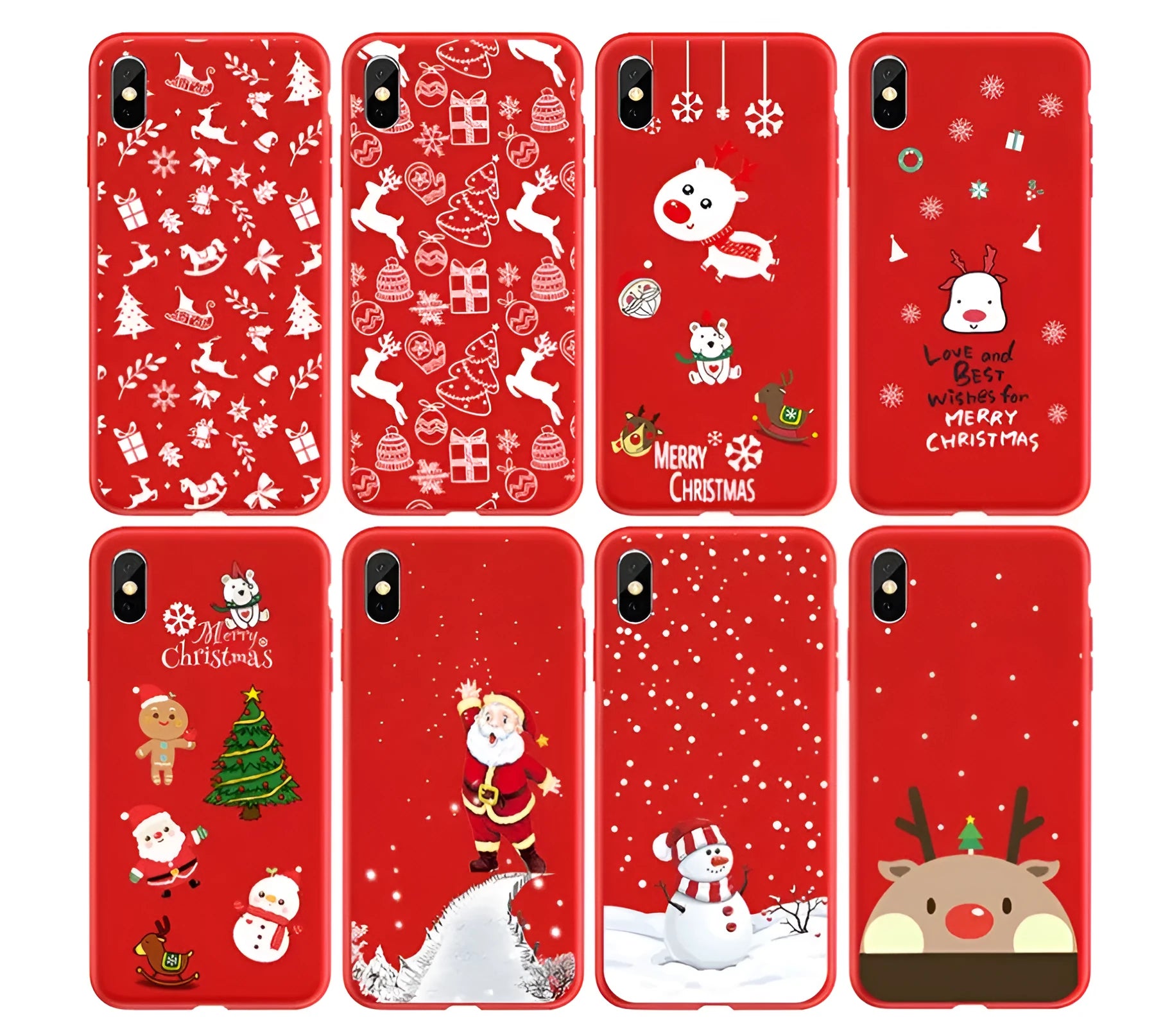 Christmas-themed painted back cover phone case for iPhone models 6 through XS Max showing festive holiday design