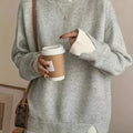 Women's grey round neck sweater made from chenille and spandex fabric