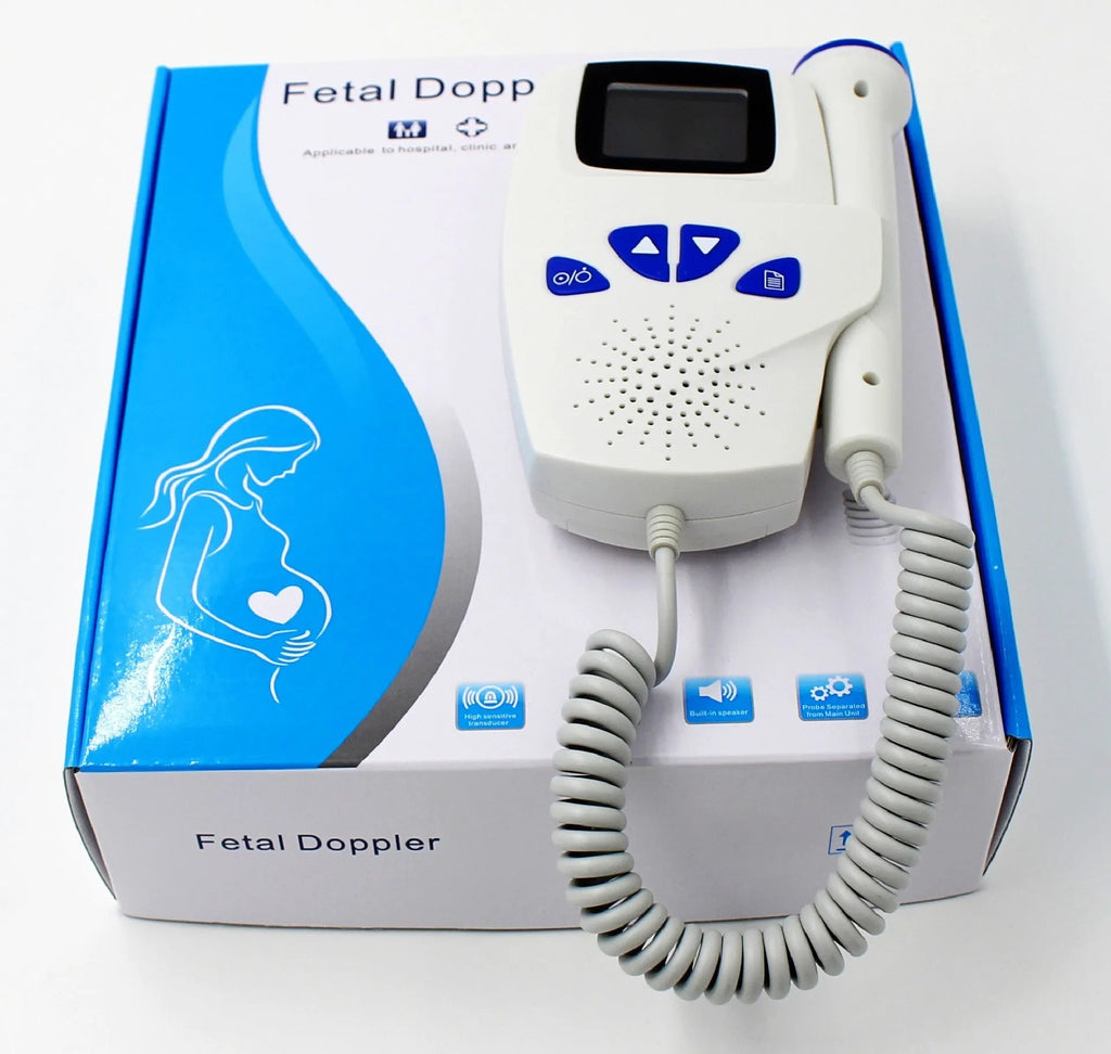 Digital waveform dual display fetal doppler with TFT colour screen and LCD display, compact design for second trimester use
