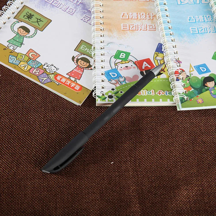 Automatic fade away pen set with holder, case and eight refills for temporary writing