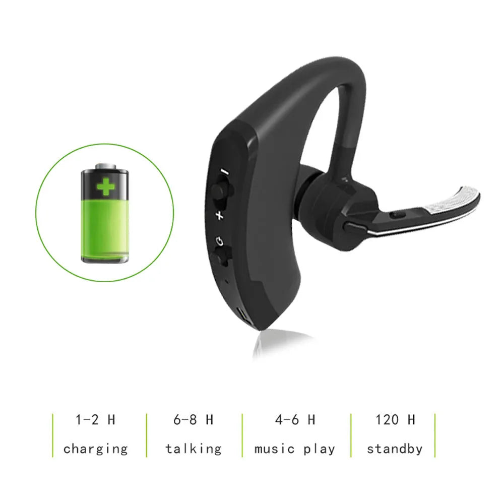 V9 Business Bluetooth wireless headset with ear-bud and charging cable