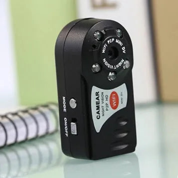 Mini WiFi security camera with infrared night vision, black, 5.7 x 2.2 x 1.9 cm