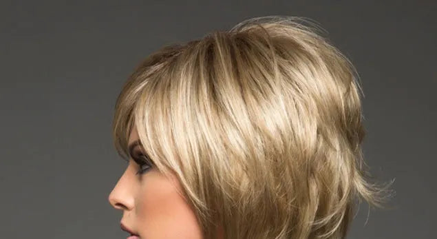 Golden wig headgear with oblique bangs and high temperature wire hair material for cosplay