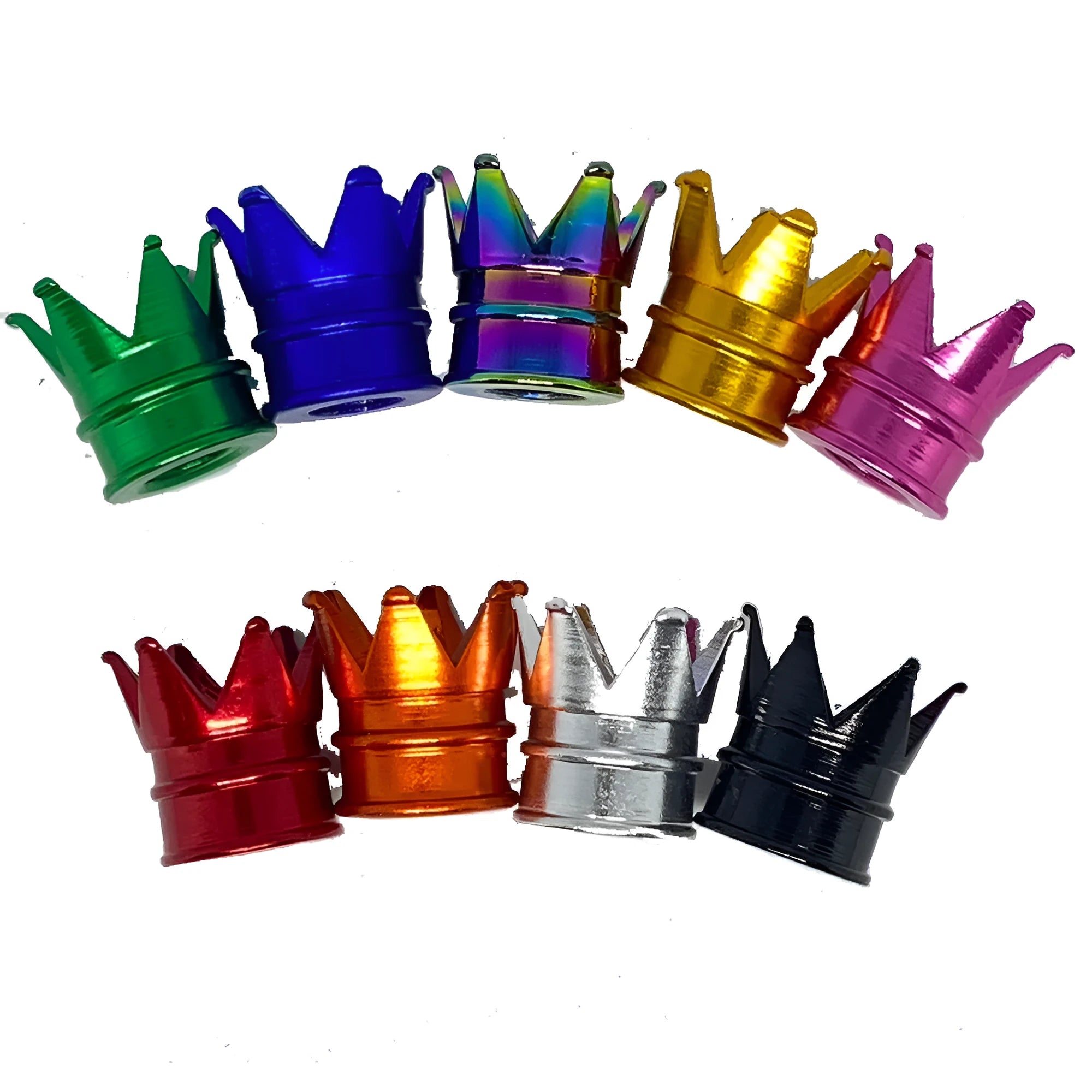 Set of four aluminium alloy valve caps in various colours for French-style car tyre valves, dustproof design, length 1.7cm width 1.6cm