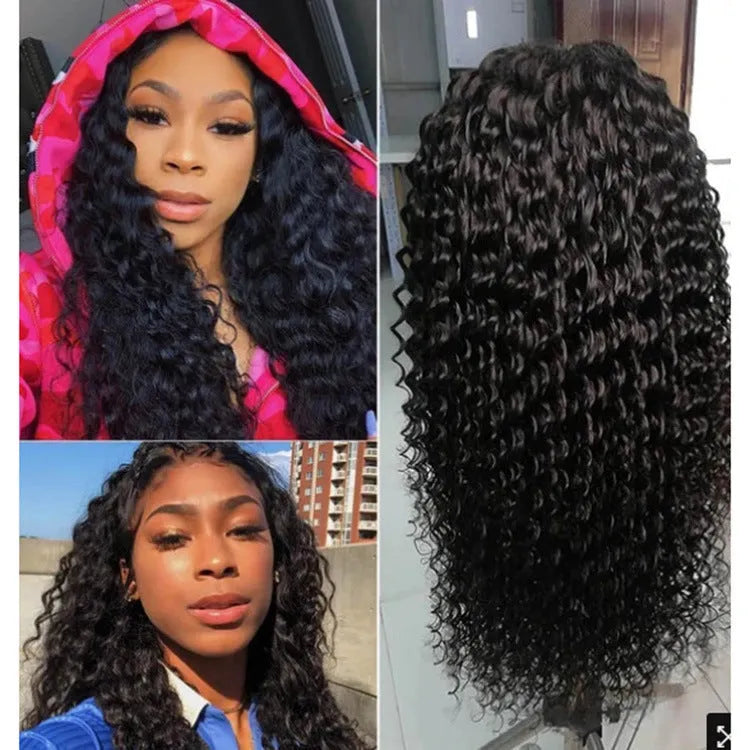 Black high temperature silk African wave wig for ladies, 12 to 28 inches available, machine made synthetic