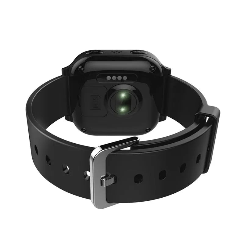 Black smart positioning watch with wrist strap for adults and elderly, Android compatible with SIM card slot
