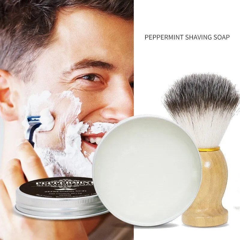 Mint scented men's shaving soap in aluminium box, handmade with pure natural balm for a refreshing shave