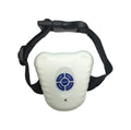 White ultrasonic automatic dog training collar with elasticated buckle strap for small to medium dogs