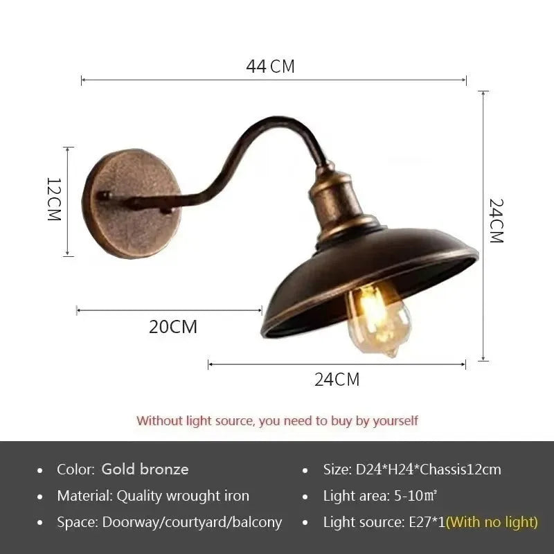 Retro style villa courtyard wall lamp in silver or copper finish with bevel or right angle styling