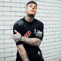 Men's loose fit short sleeve cotton t-shirt in black front view