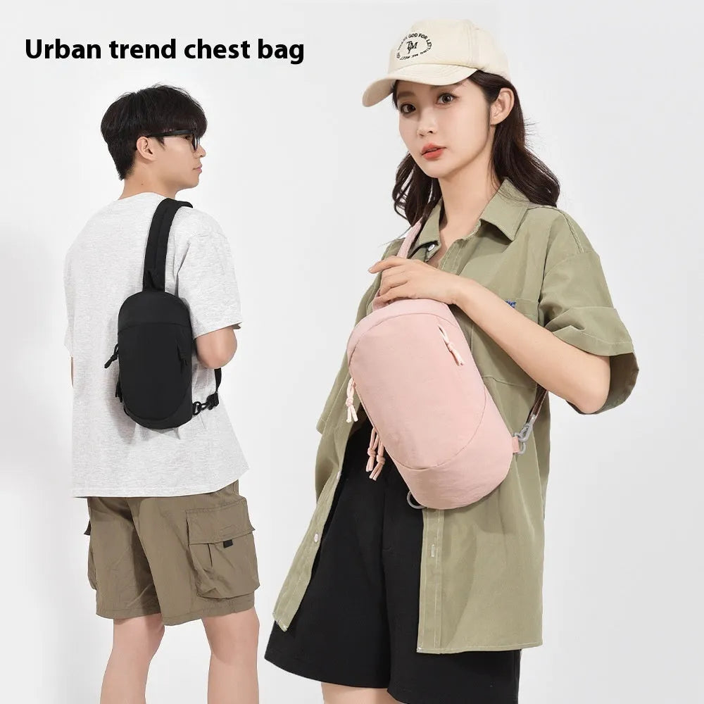 Outdoor girls nylon crossbody bag in army green with internal phone pocket and single-shoulder strap