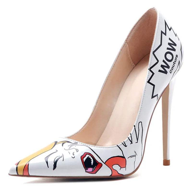 3D printed high heels in black grey with 12cm heel, breathable microfiber upper, and non-slip rubber sole