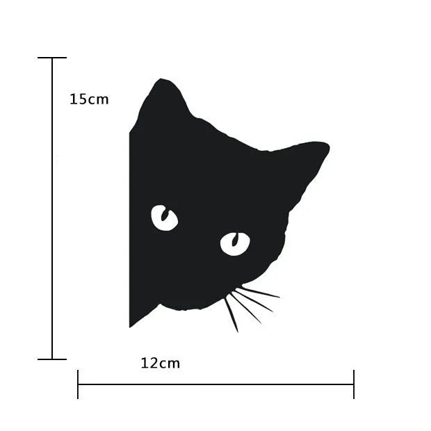 Cat personality reflective decorative car sticker 12x15cm self-adhesive in black on car body