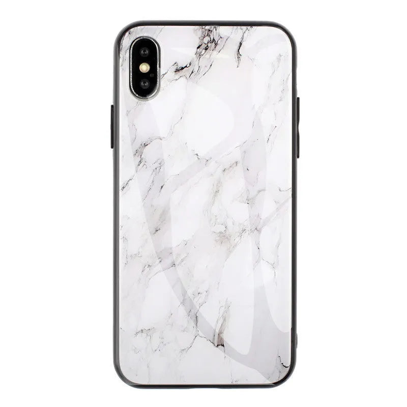 Huawei smartphone case with marbled glass shell design and clear TPU protection