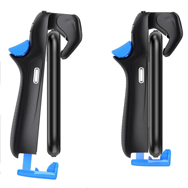 Blue mobile game controller with chicken eating button and Type-C connection for PUBG touch screen