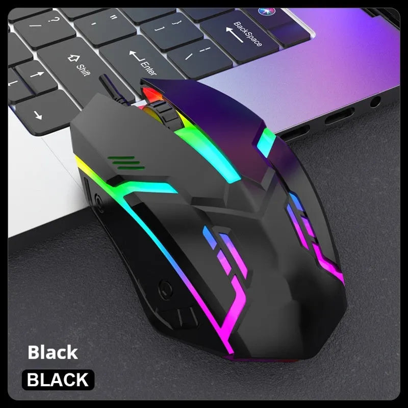 E-sports weighted wired mouse in black with USB cable, large size, photoelectric sensor