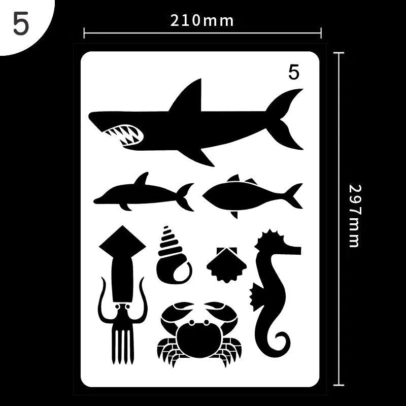 White reusable stencil drawing template for easy fast patterns on paper fabric and walls