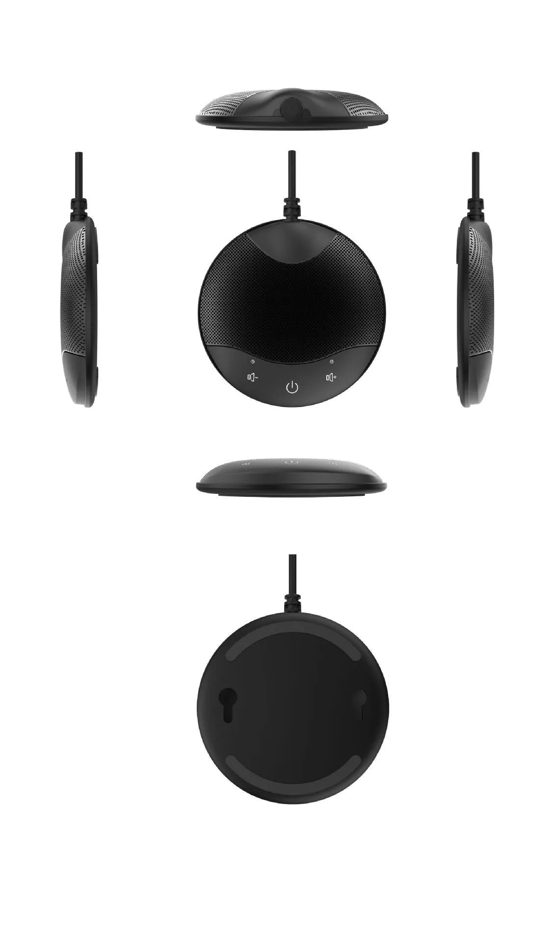 Black USB condenser microphone measuring 9x9x1.7cm with capacitive interface