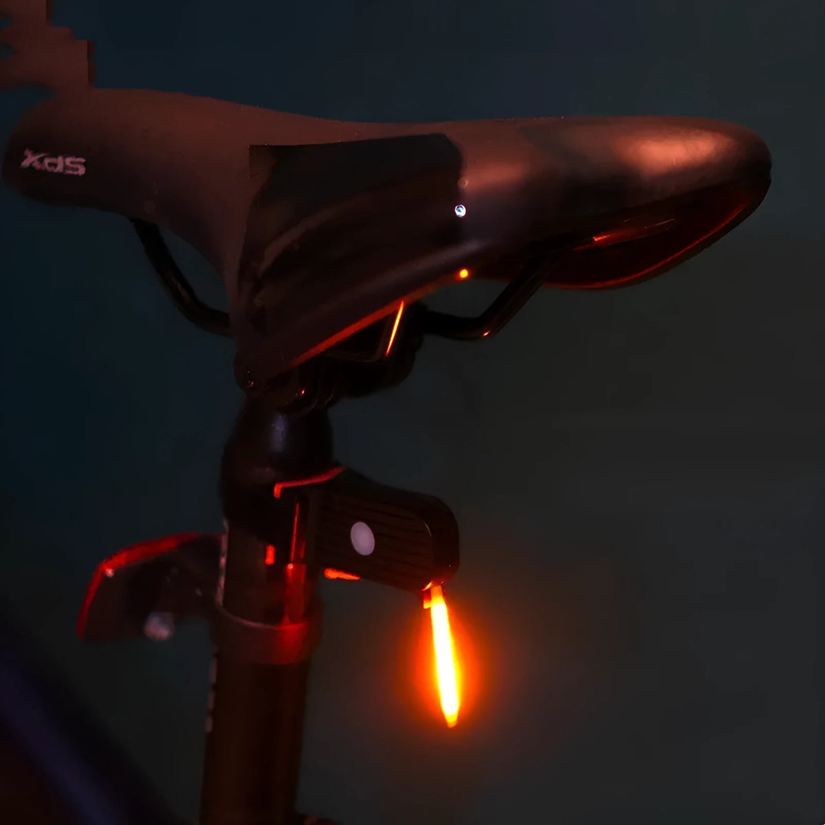 Motorcycle taillight with USB charging and waterproof design in yellow colour for night riding