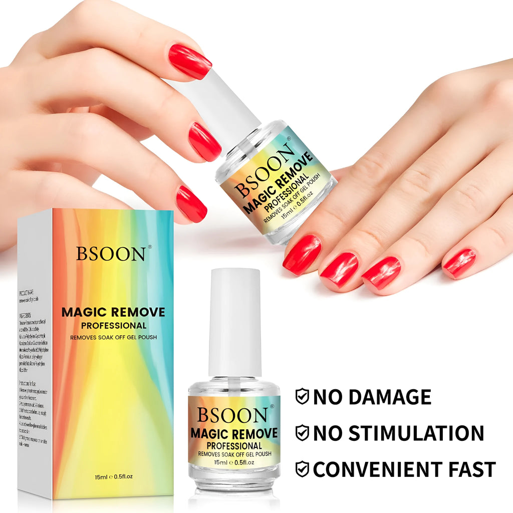 Nail dispergator 15ml bottle with cotton cloth for removing fake nails and nail polish glue
