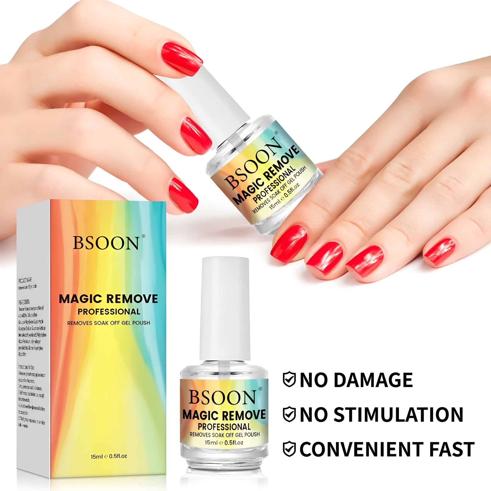 Nail dispergator 15ml bottle with cotton cloth for removing fake nails and nail polish glue