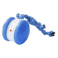 Rechargeable rolling pet ball toy in orange and blue made of ABS plastic for cats and dogs