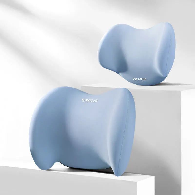 Automotive headrest and lumbar support pillows with geometric pattern in multiple colour options