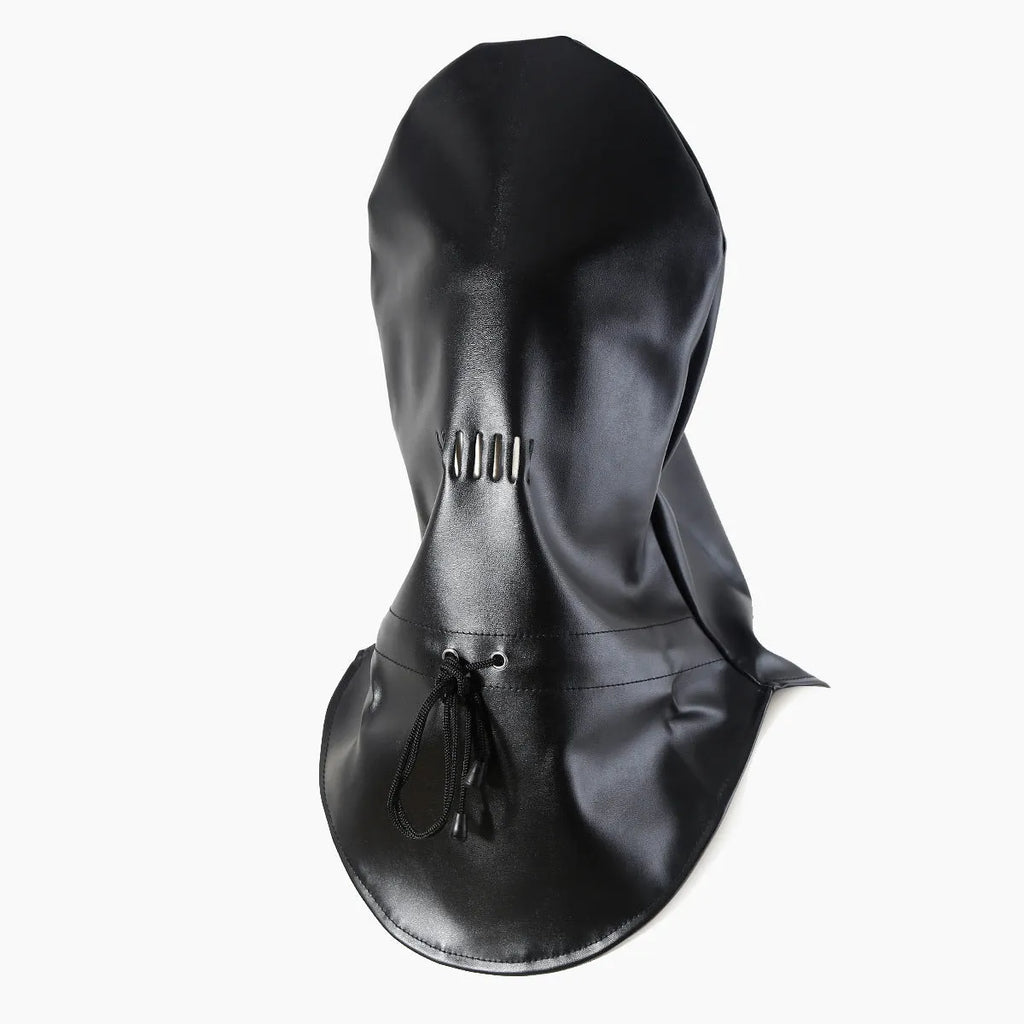 Black PU leather adjustable training mask with straps for adult role play
