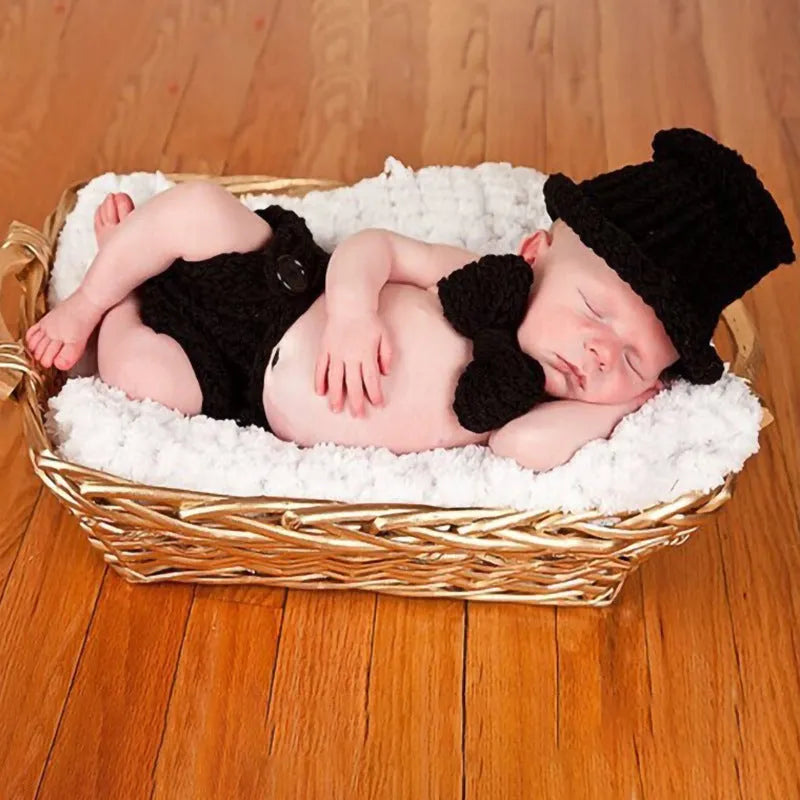 Hand-knitted cartoon animal newborn photography outfit in blended fabric, Blue Dog colour option