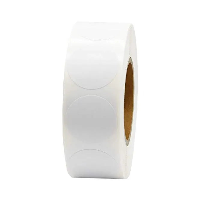 Roll of 500 chroma label colour code stickers, 2.5cm each, in ten colours with permanent glue