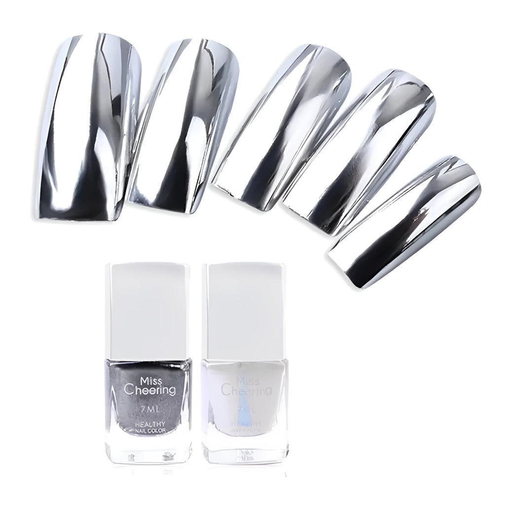 Mirror Nail Polish high-shine chrome finish nail varnish 12ml bottle metallic mirror effect