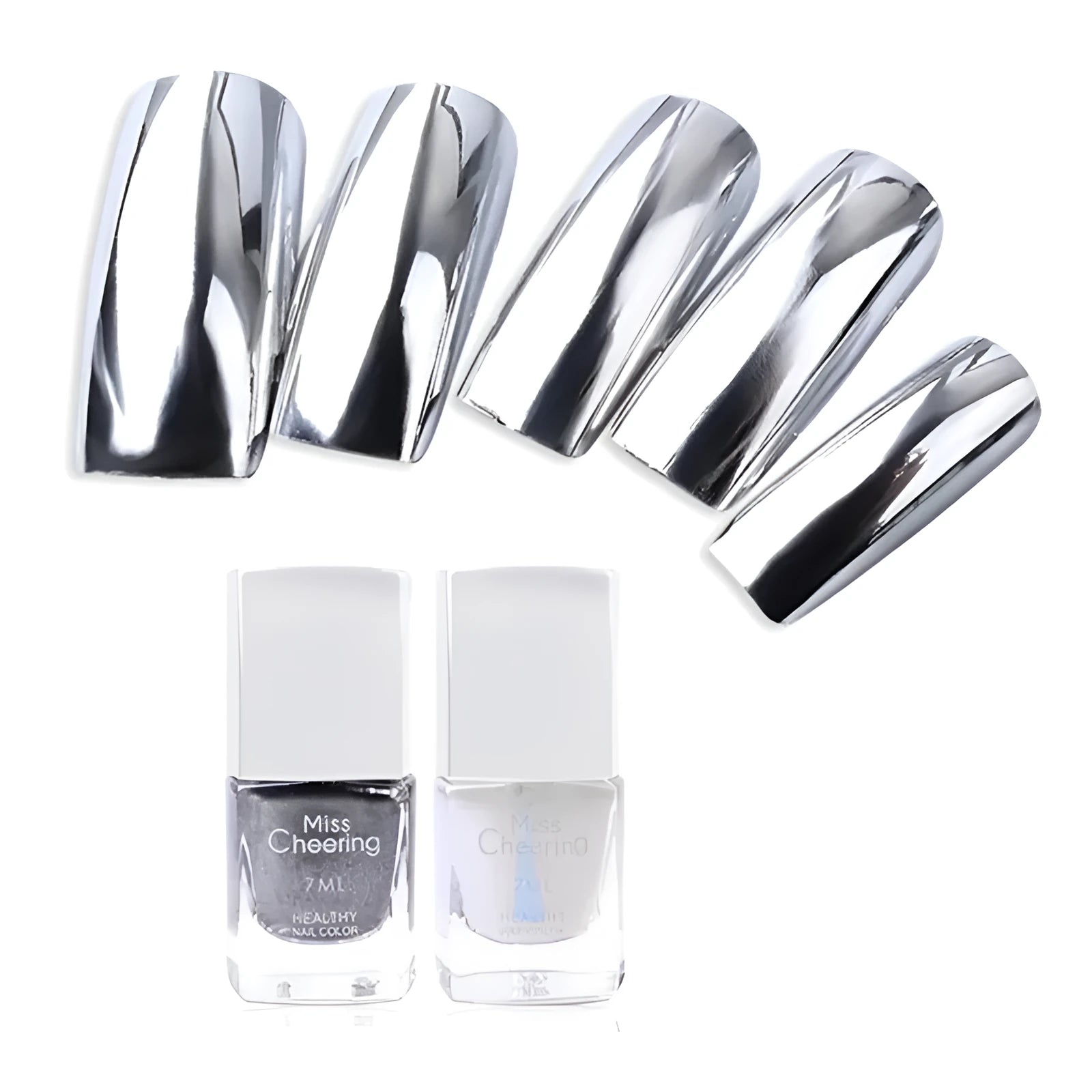 Mirror Nail Polish high-shine chrome finish nail varnish 12ml bottle metallic mirror effect