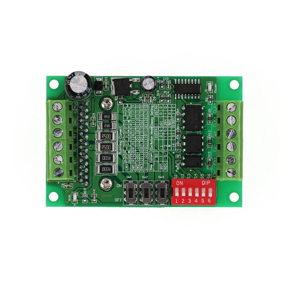 TB6560 3A stepper motor driver board with Toshiba chip and 6N137 optocoupler on white background