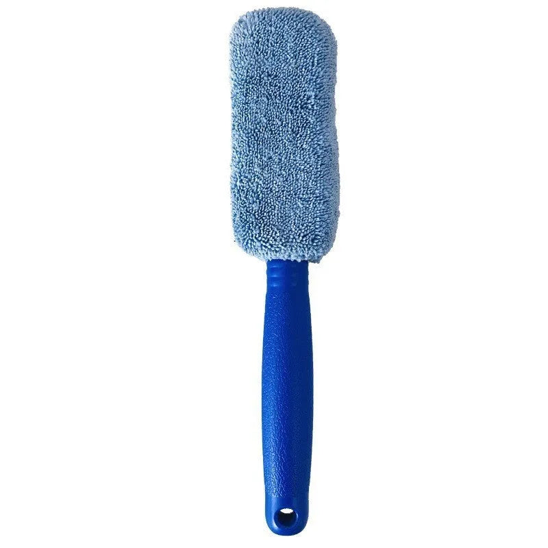 Microfiber long handle car wash tyre brush with 29cm extended reach for cleaning wheels