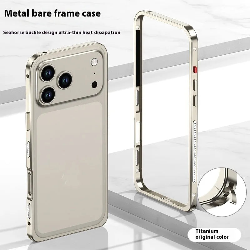 Seahorse buckle frame heat dissipation phone case in deep space black for Apple iPhone