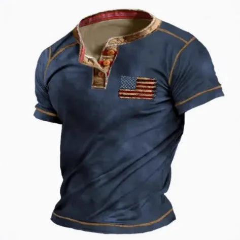 Men's short sleeve casual shirt with lapel button collar in polyester bird's eye cloth for summer sports
