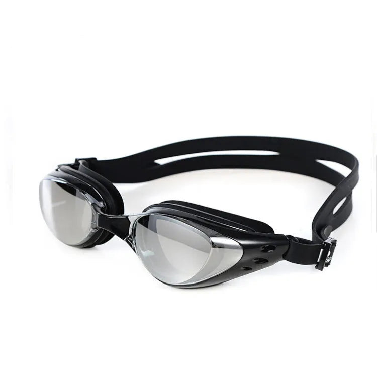 Anti fog swimming goggles with UV-resistant mirror lens and silicone ring in multiple colours