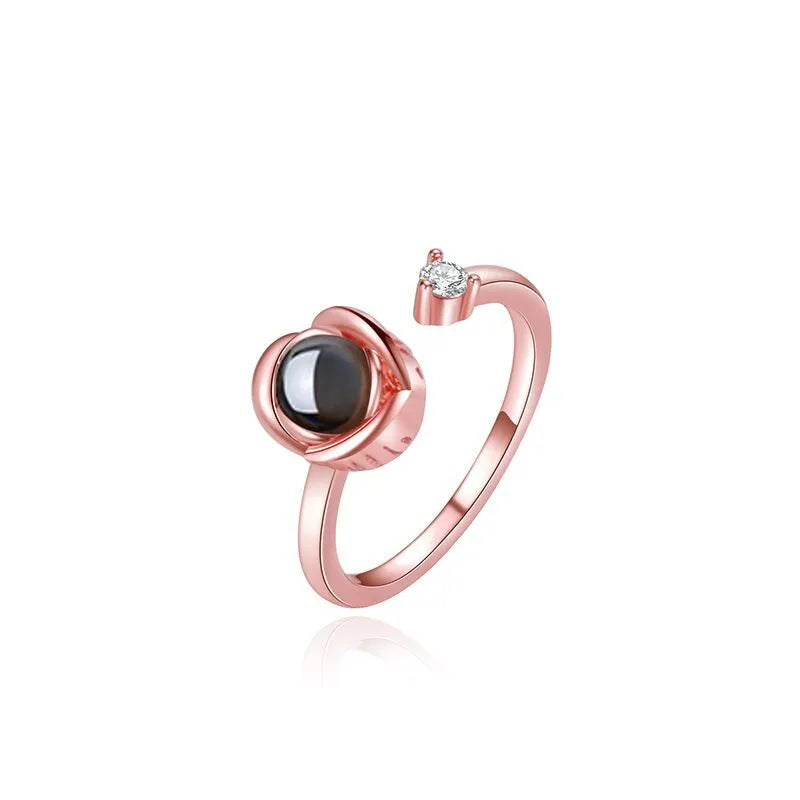 Projection custom couple ring in rose gold copper with adjustable band