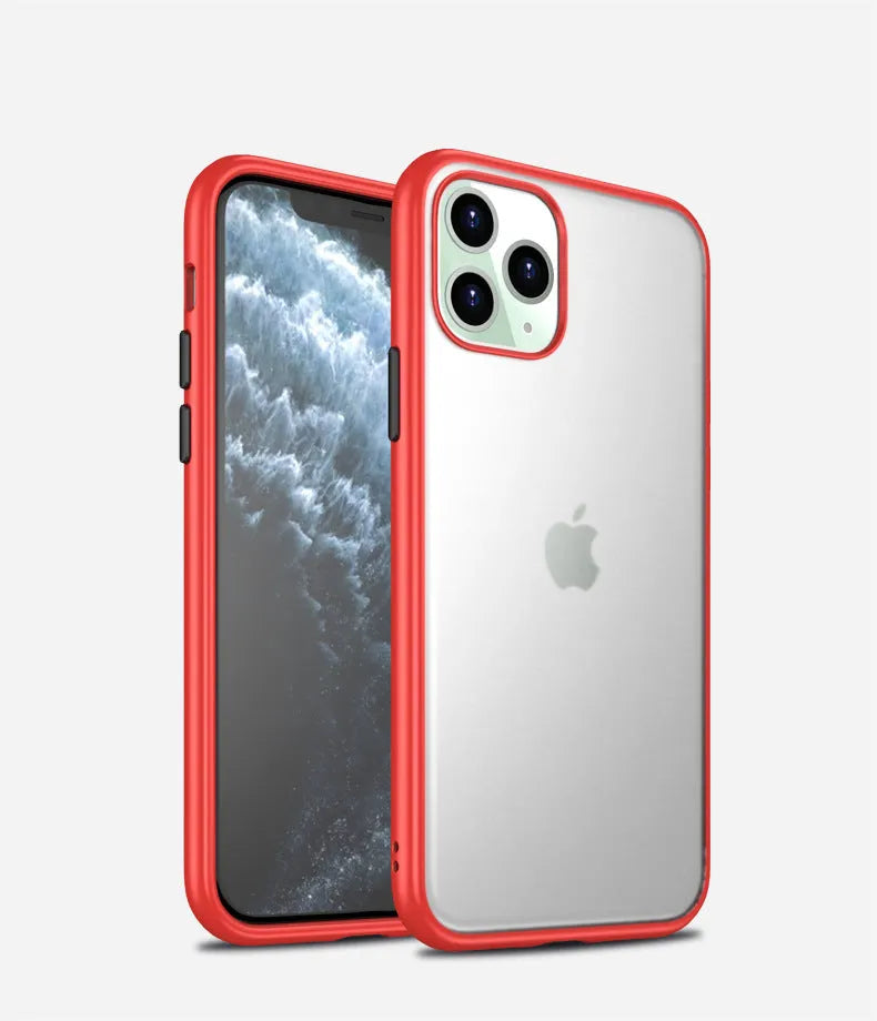 Frosted solid colour protective back case for iPhone 11 series with corner airbags.