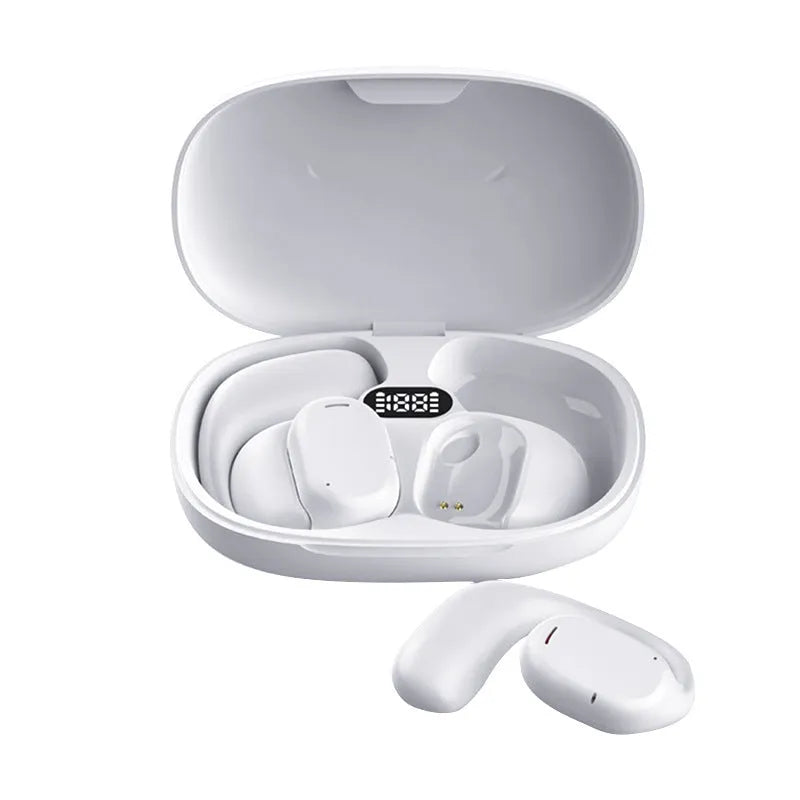 Two ear wireless Bluetooth translation earphones with noise reduction, black and white colour options