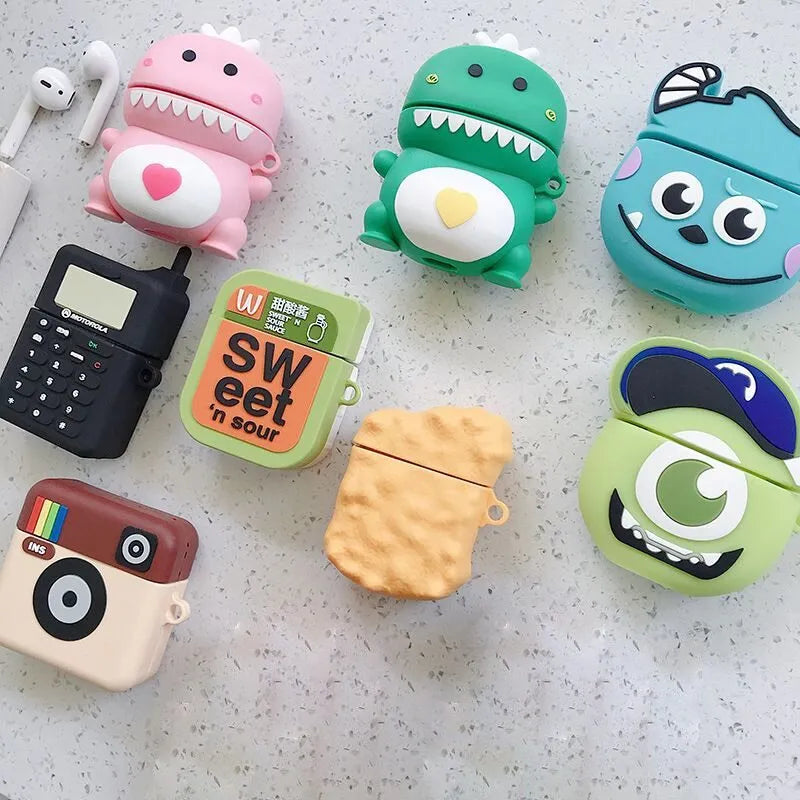 Cartoon animal silicone protective case for AirPods 1st and 2nd generation in multiple colours