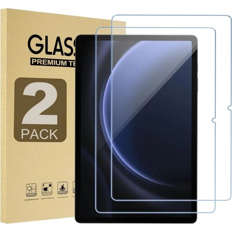 Tempered glass screen protector for Samsung tablets in a cattle leather pouch.