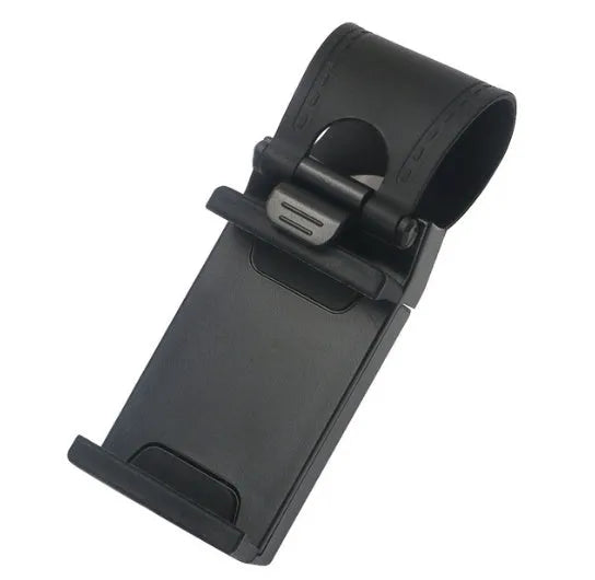 Universal car steering wheel clip mount holder for mobile phones in black and red colours