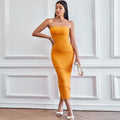 Sexy strapless solid colour bodycon beach dress with A-line skirt in black orange wine red