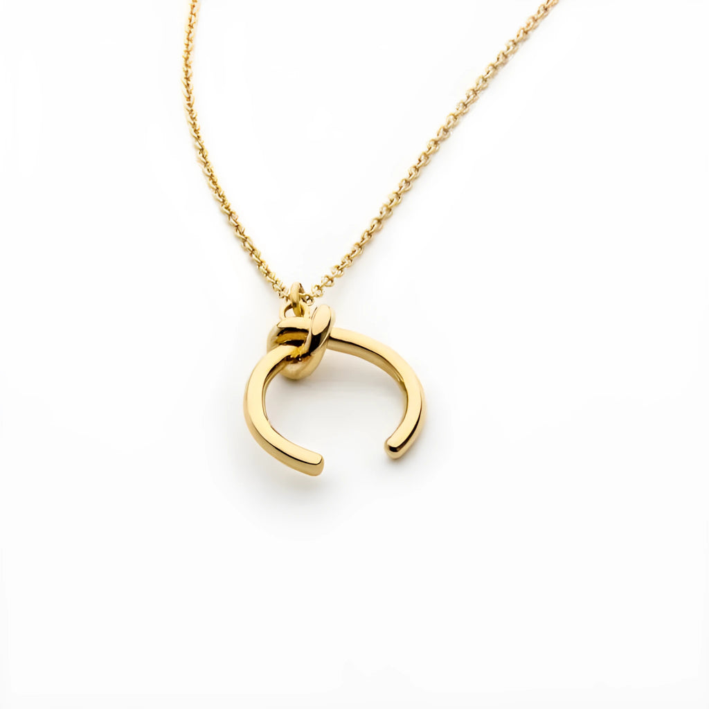 Vintage geometric copper pendant necklace on adjustable cross chain in gold or silver colour