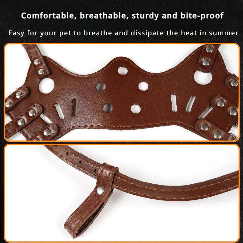 Adjustable dog muzzle mouth cover for barking control and bite prevention in black