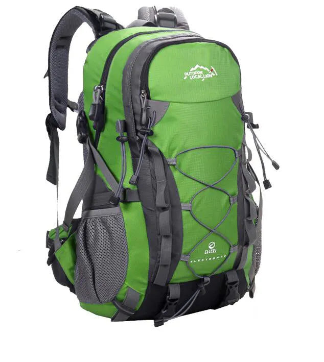 Green polyester leisure sports backpack with 20-35L capacity for outdoor activities