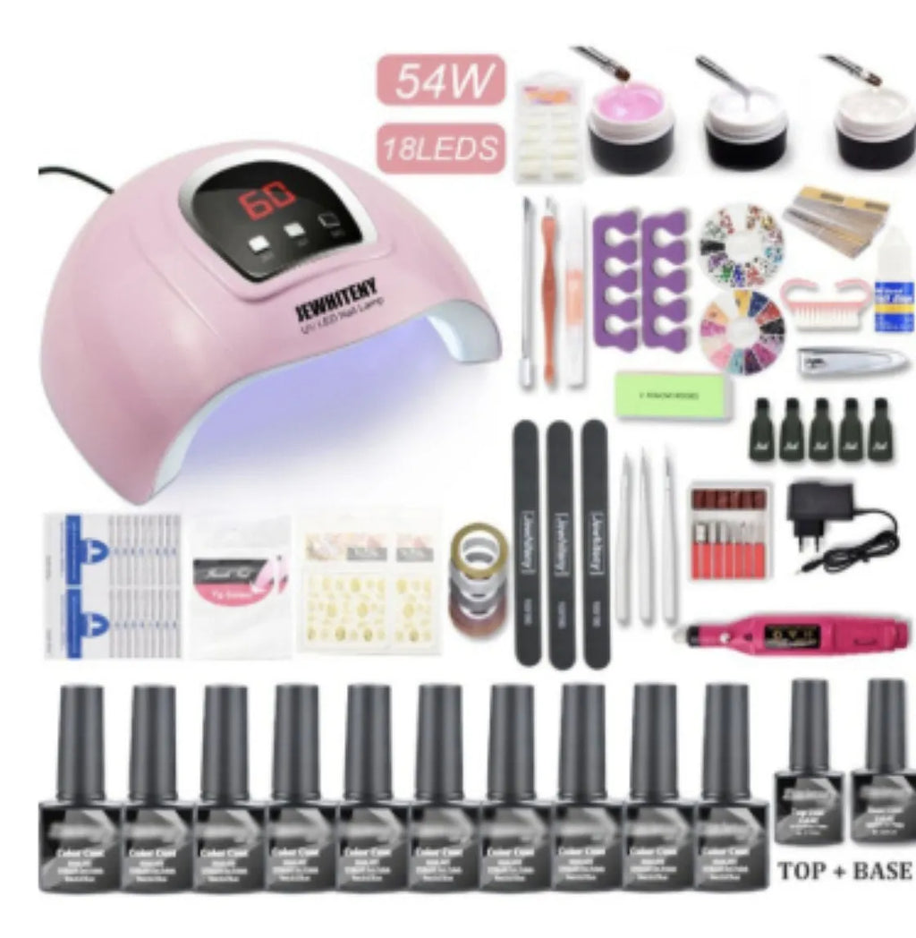 80W nail phototherapy machine set with gel lamp and 20 colour nail polish bottles by Santilady